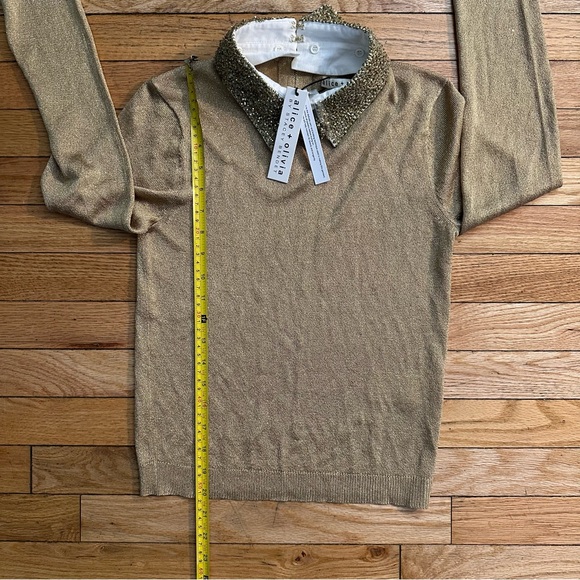 Alice+Olivia Dia Gold Metallic Sweater with Removable Embellished Collar - Small - Picture 5 of 15